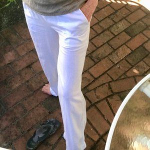 White Linen Blend Pants from Anthropology